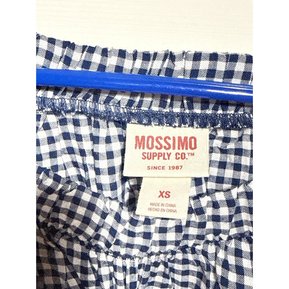 Mossimo Blue Gingham Plaid Off The Shoulder 100% Rayon Top Size XS. NWT - Picture 3 of 5